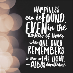Happiness can be found even in the most difficult of times when one only remembers to turn on the light.